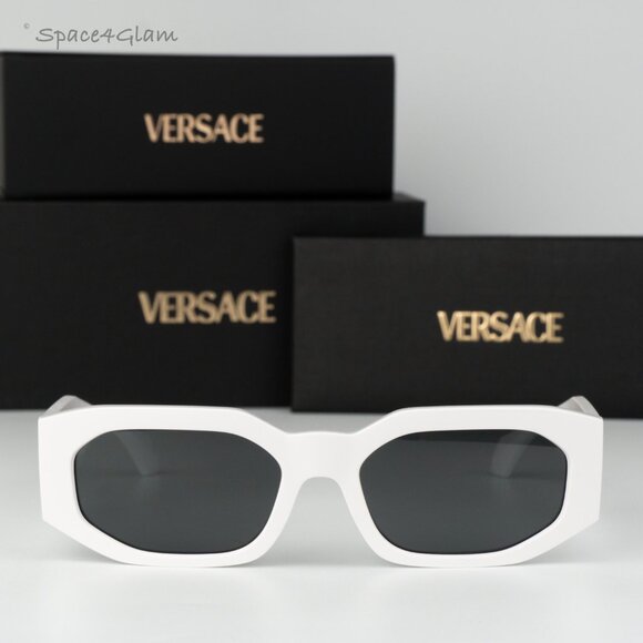 Versace Women Sunglasses White Grey Rectangle VE4489U 314/87 NEW AUTHENTIC main image 4